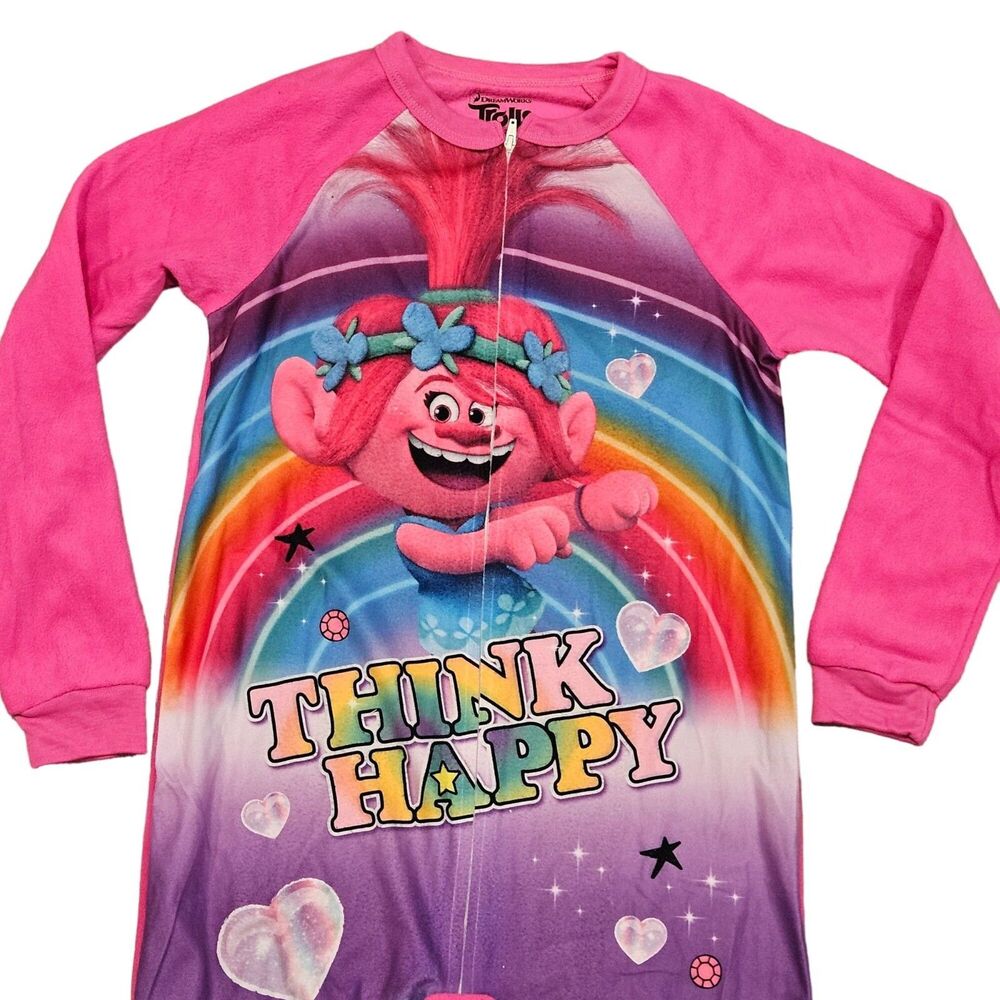 Trolls by Dreamworks Girls Youth Sleeper Front Zip PJ's Colorful Soft Size 10/12